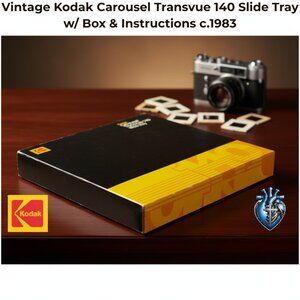 Vintage Kodak Carousel Transvue 140 Slide Tray w/ Box & Instructions (c.1983)